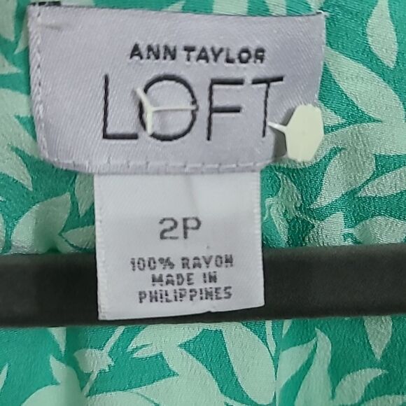 LOFT Sundress 2P Mint Green Shoulder Tie Leaf Print Sleeveless A-line F&F Dress - Picture 3 of 9
